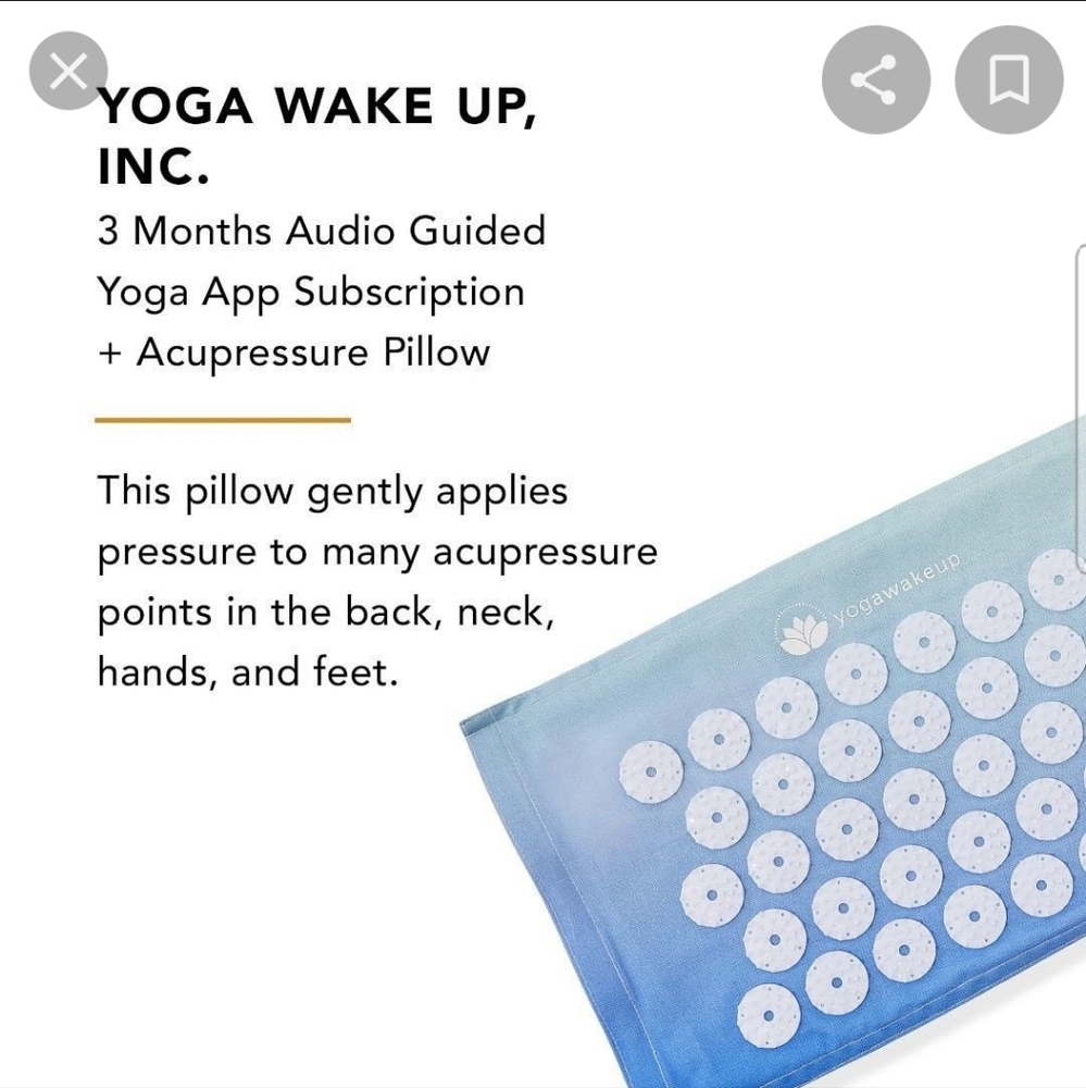 Acupressure pillow with three months of yoga classes